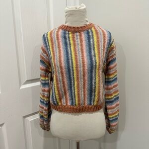 Billabong Women's Striped Sweater (semi cropped) - Blue, Yellow, Pink, Brown